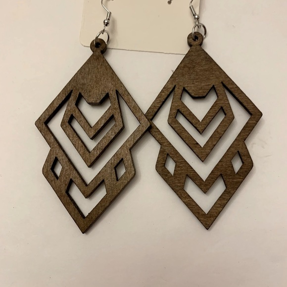 Cute Wooden Handmade Earrings. Unique. Casual. Boho. - Picture 2 of 3